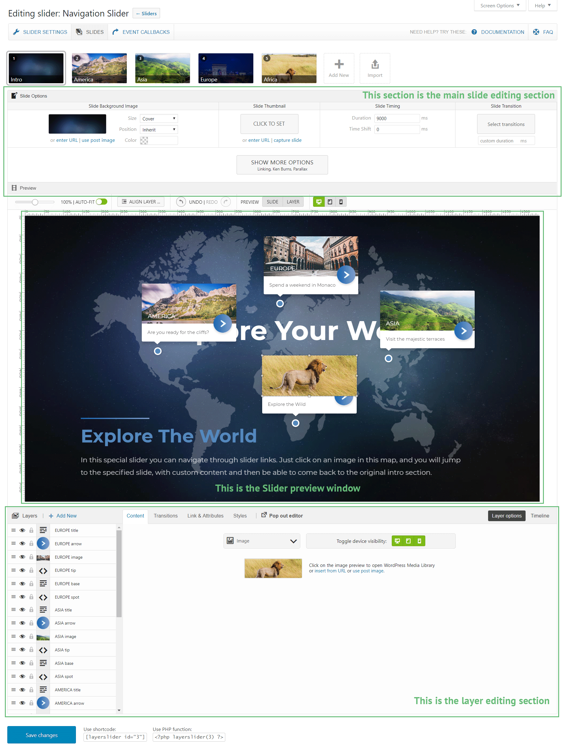LayerSlider Editing