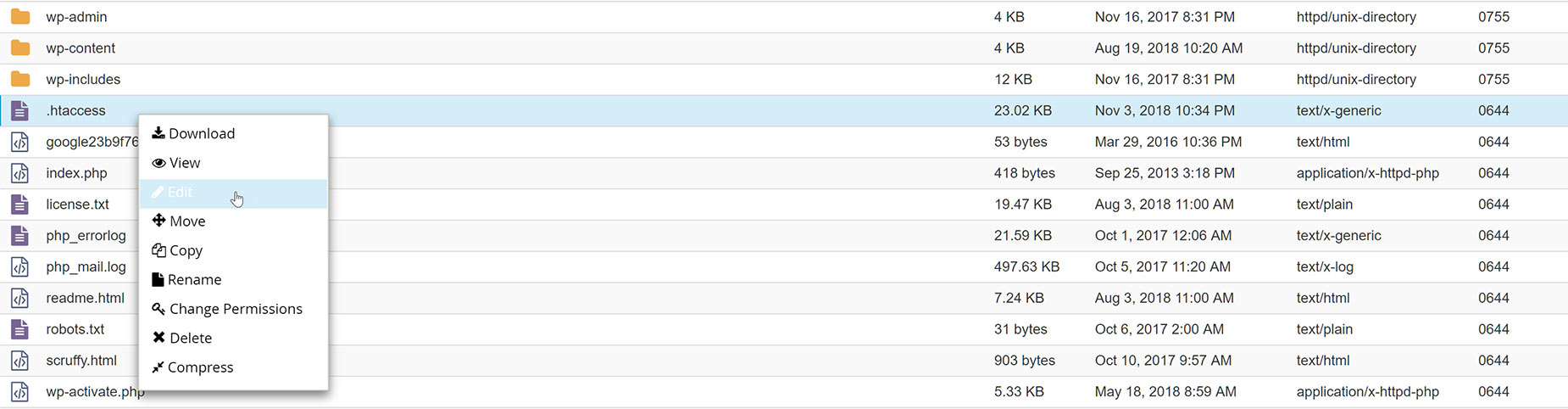Edit your .htaccess file
