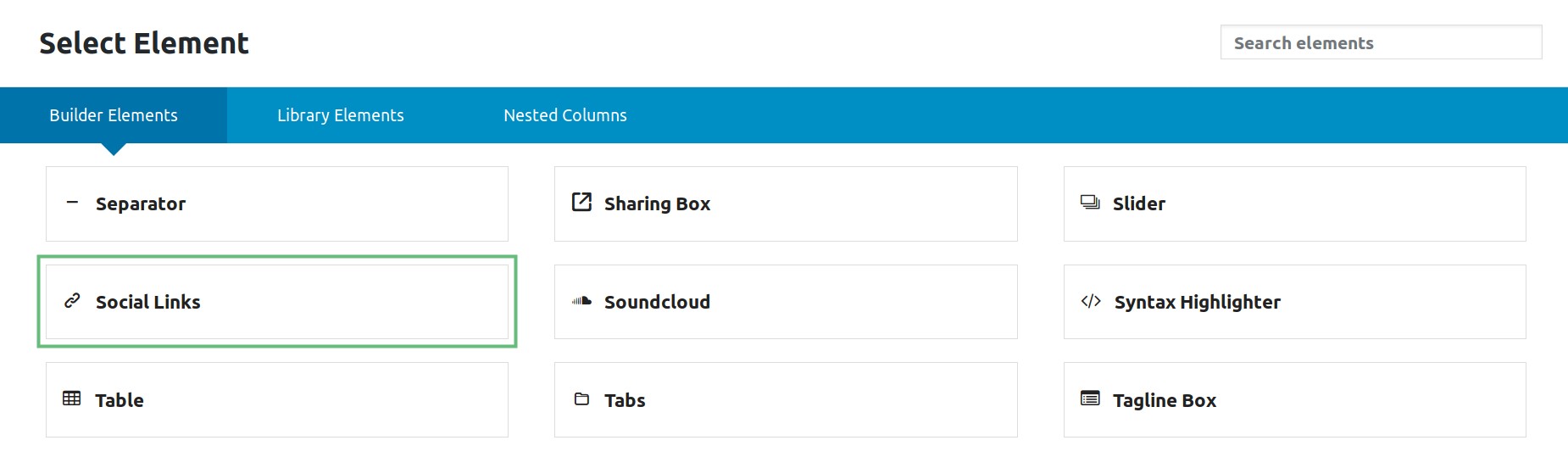 Select Social Links Element