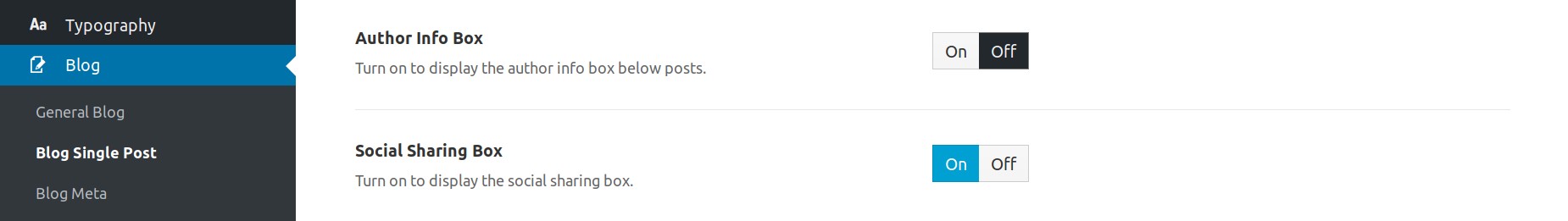 Theme Options - Blog - Single Post Social Sharing Box Option