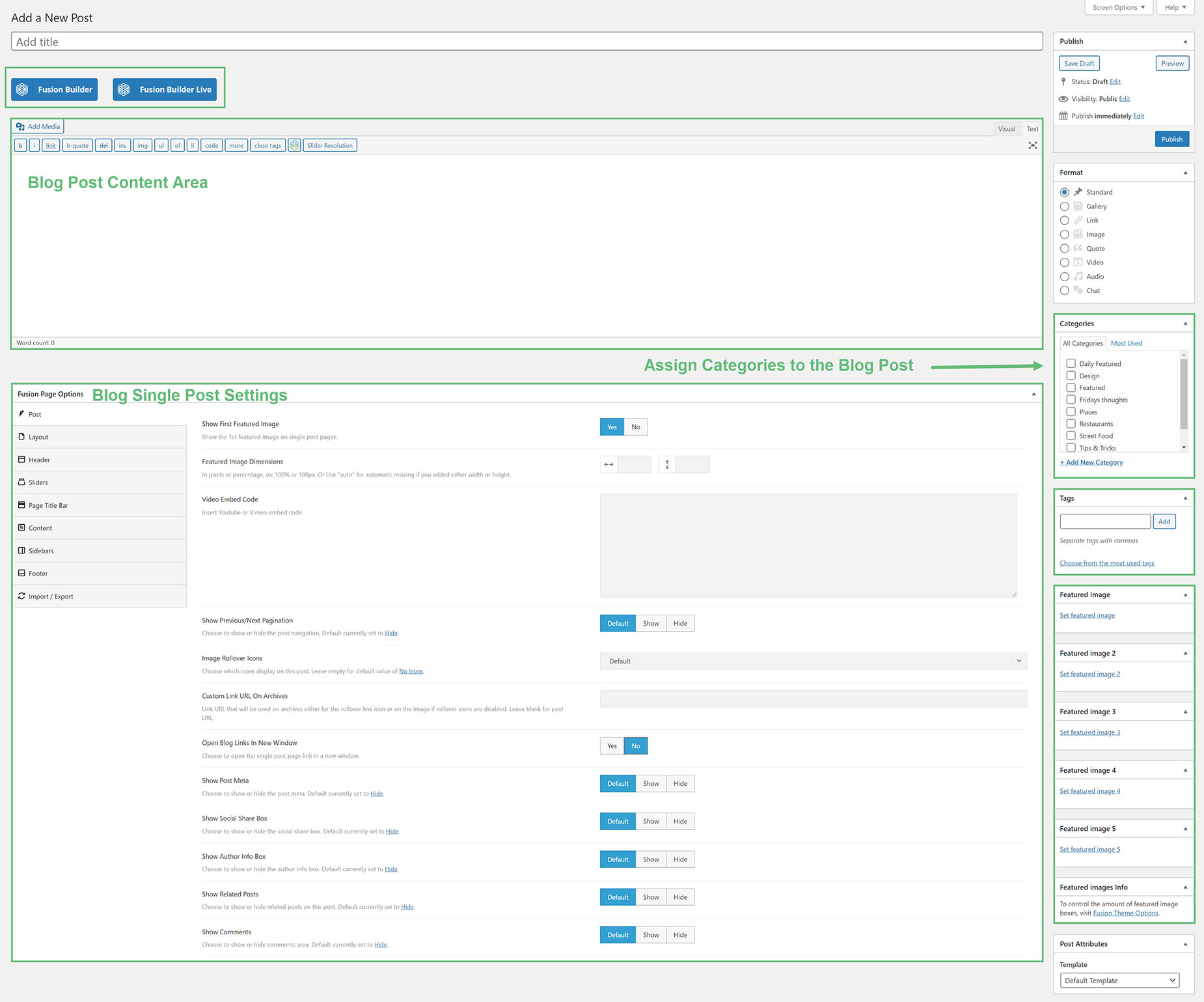 Adding a New Post Page Overview