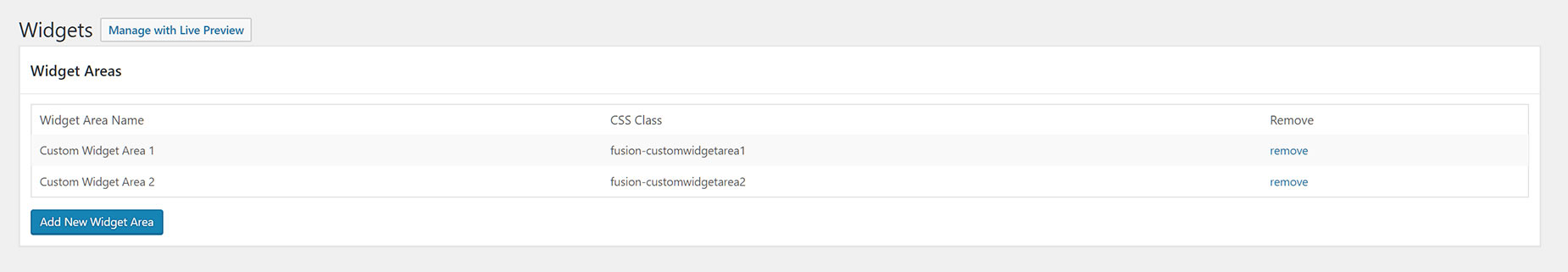 Creating Widget Areas