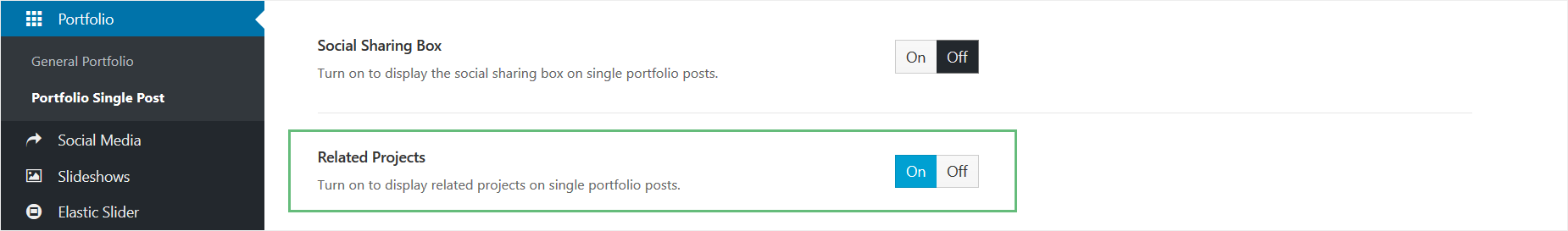 Theme Options - Related Projects