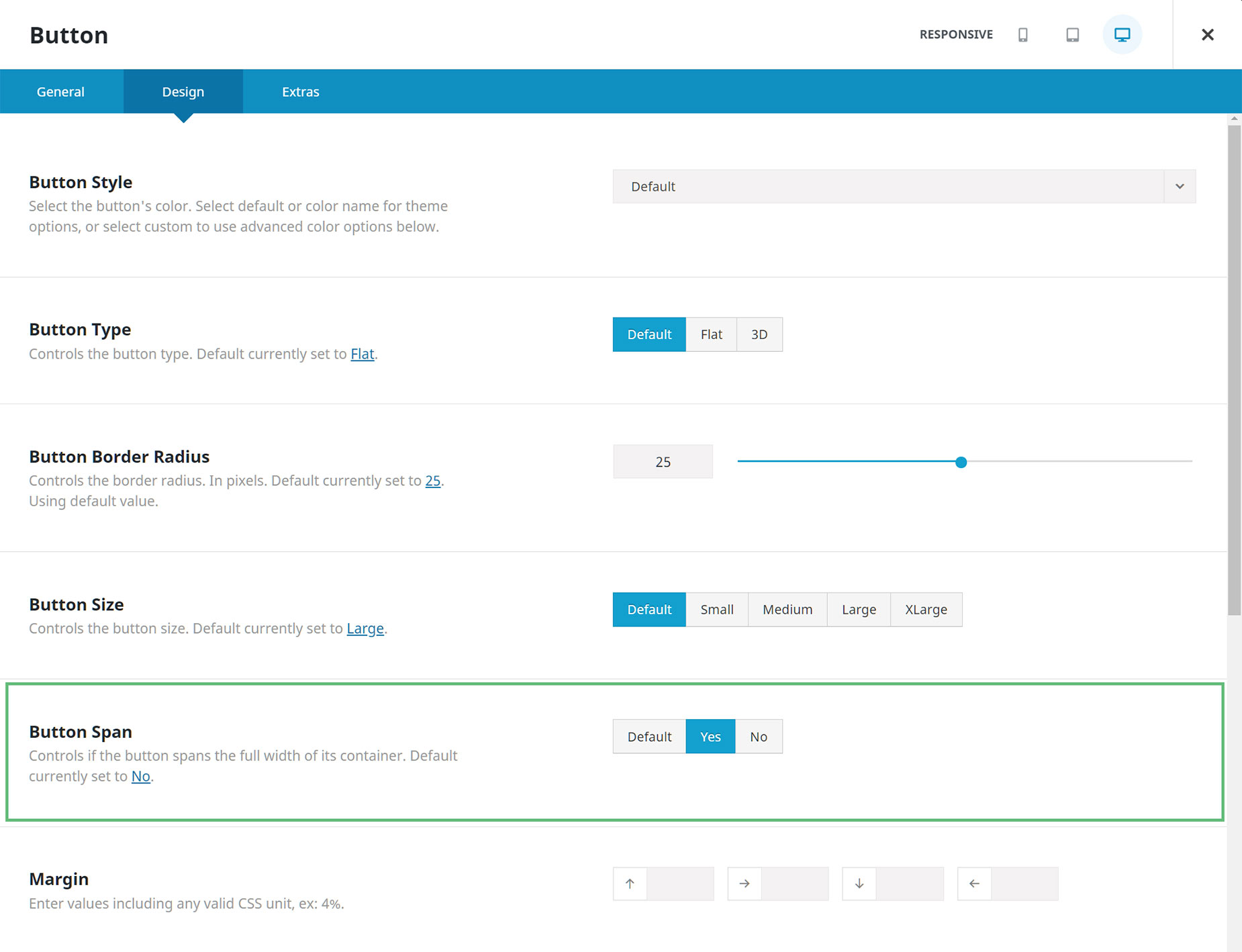 Avada Button Element Span Option Override