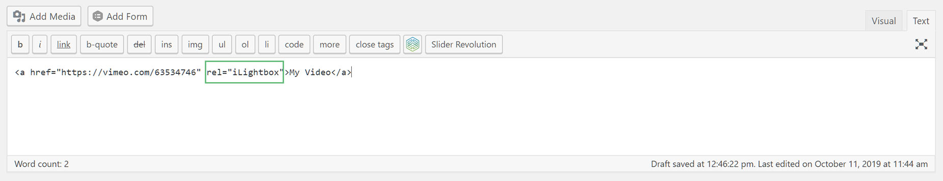 Adding videos in Lightbox in the WordPress Editor