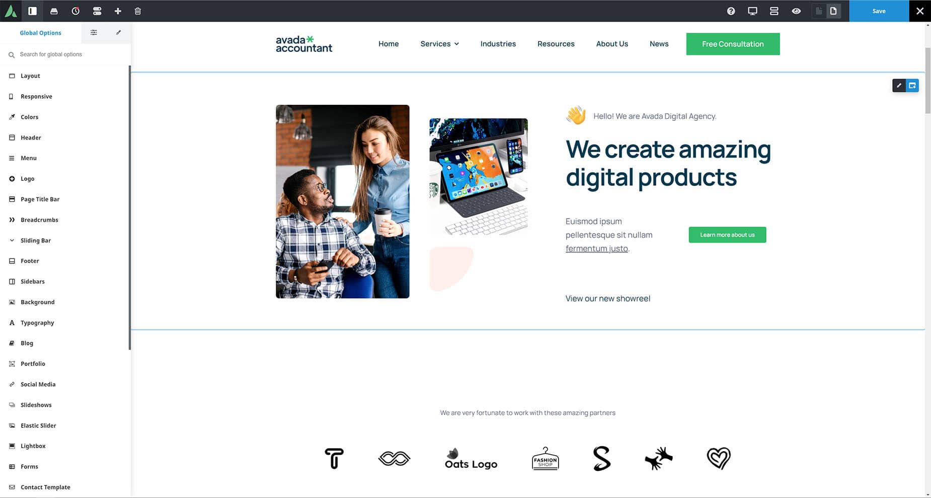 Avada Builder Library > Websites > Page Imported