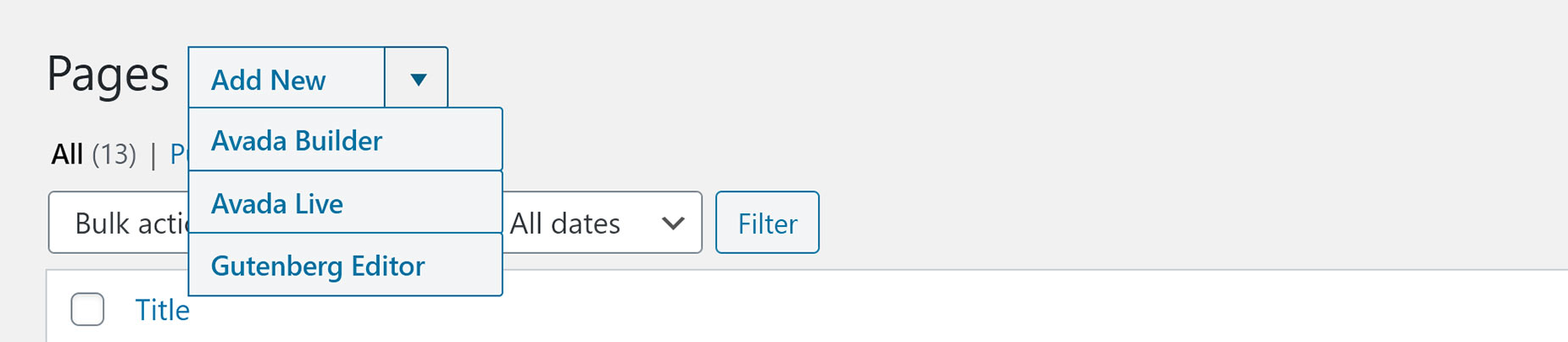 Add New Page Options