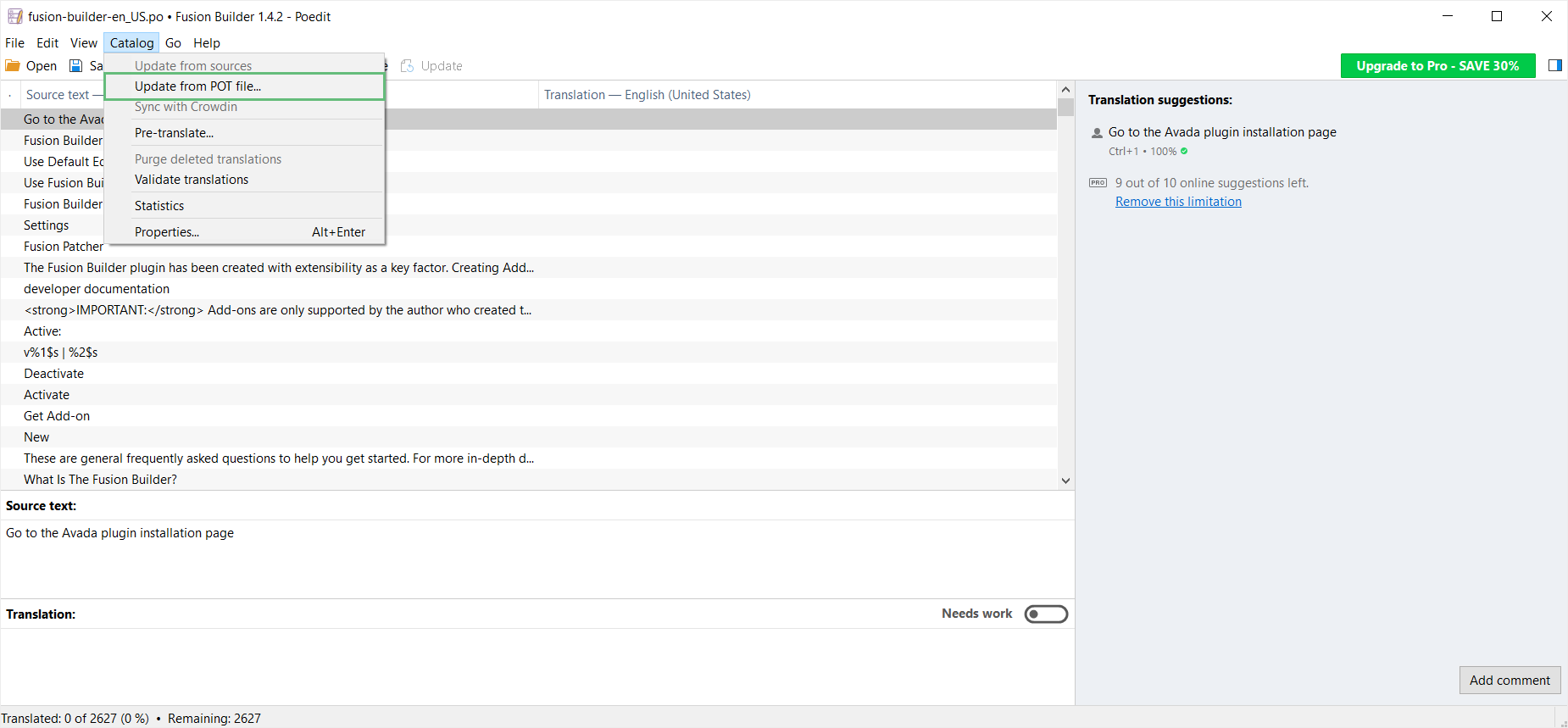 Translating Avada Builder Poeditor - Update