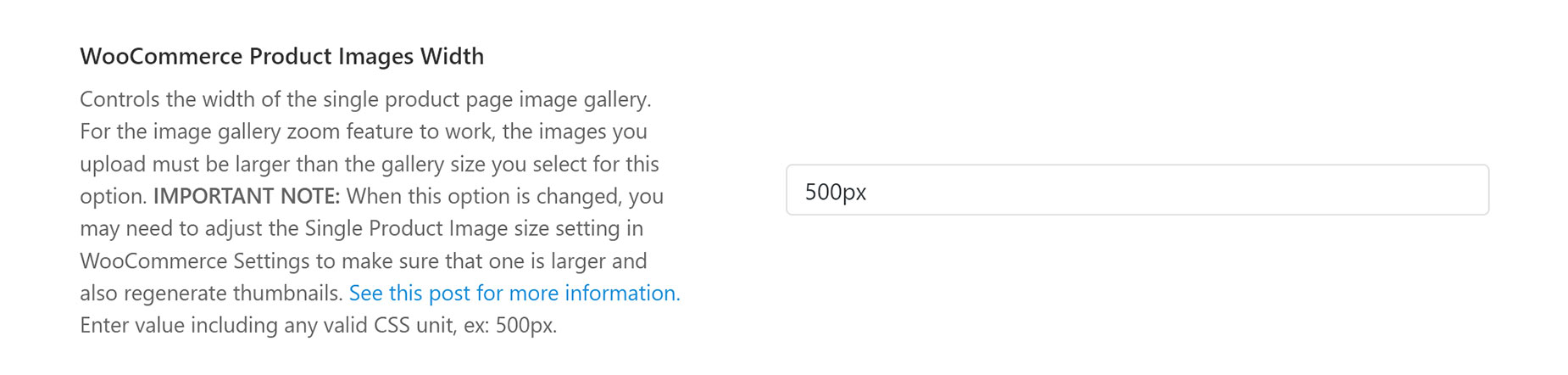 WooCommerce Product Images Width > Global Options