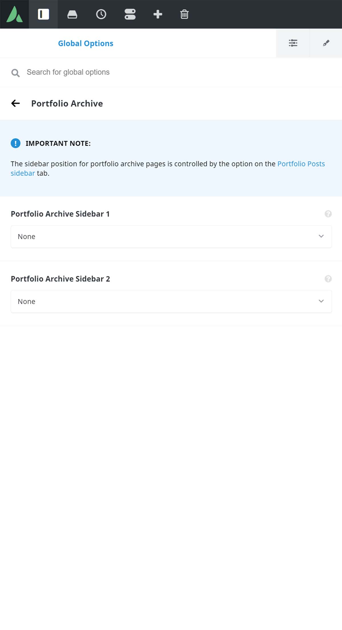 Avada Global Options - Sidebars - Portfolio Archive