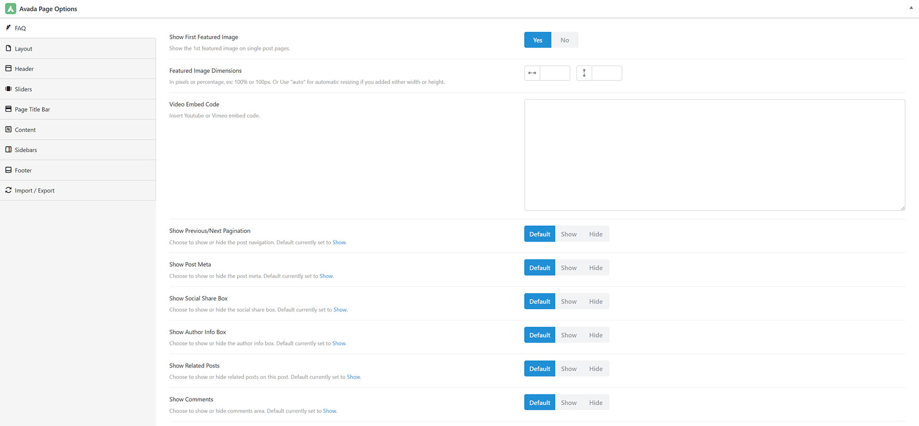 Avada Page Options FAQ