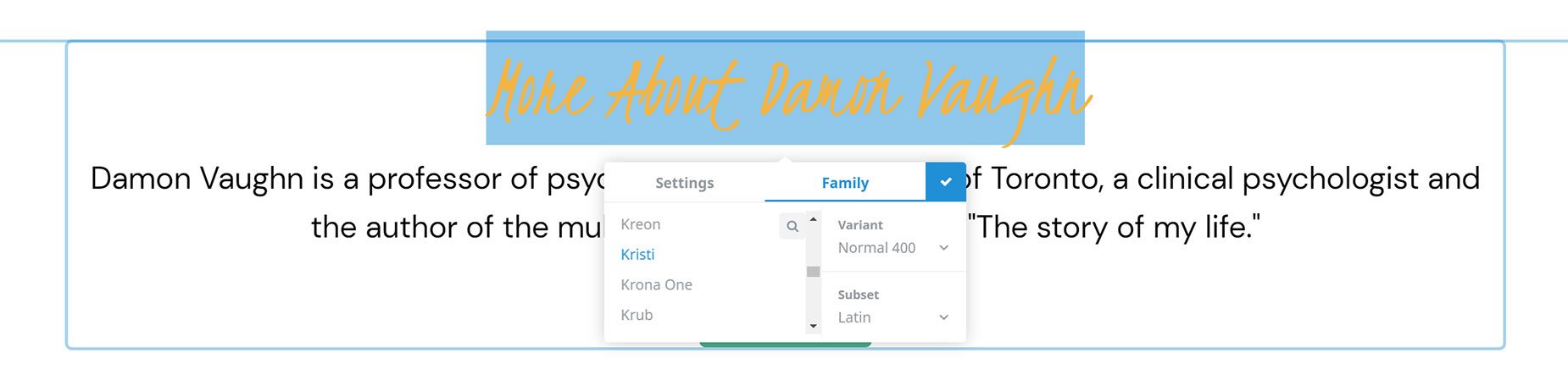 Inline Editor Typography Options