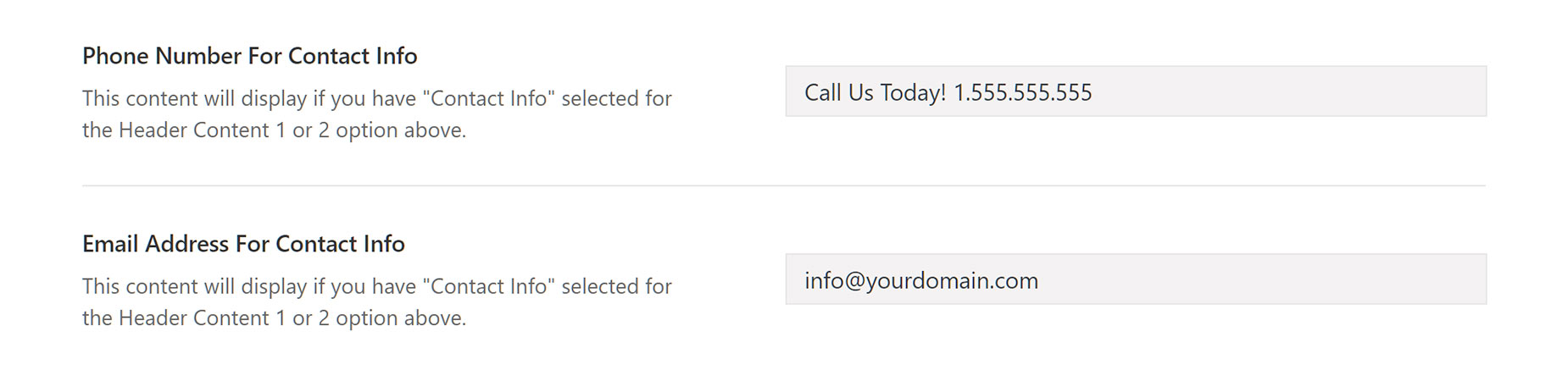 Avada Header Layouts > Phone & Email
