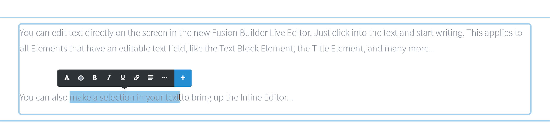 Text Block Element in Avada Builder Live