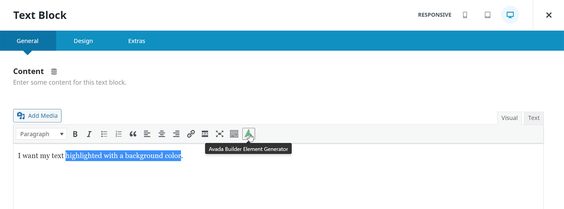 Highlight Element > Background Option