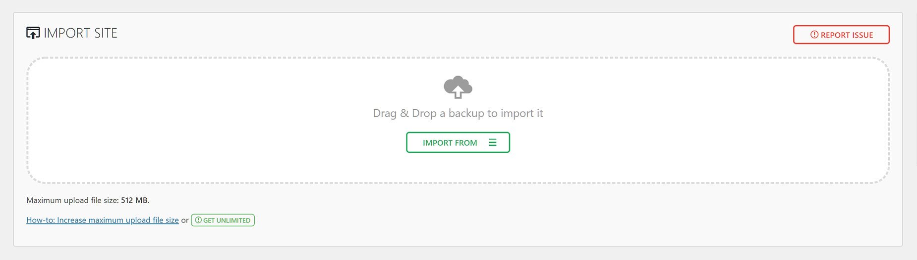 All-In-One WP Migration Import > Upload Fixed