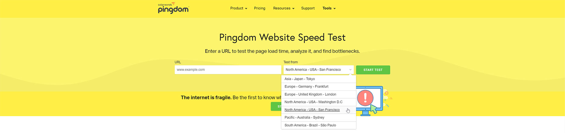 Pingdom Website Speed Test Locations