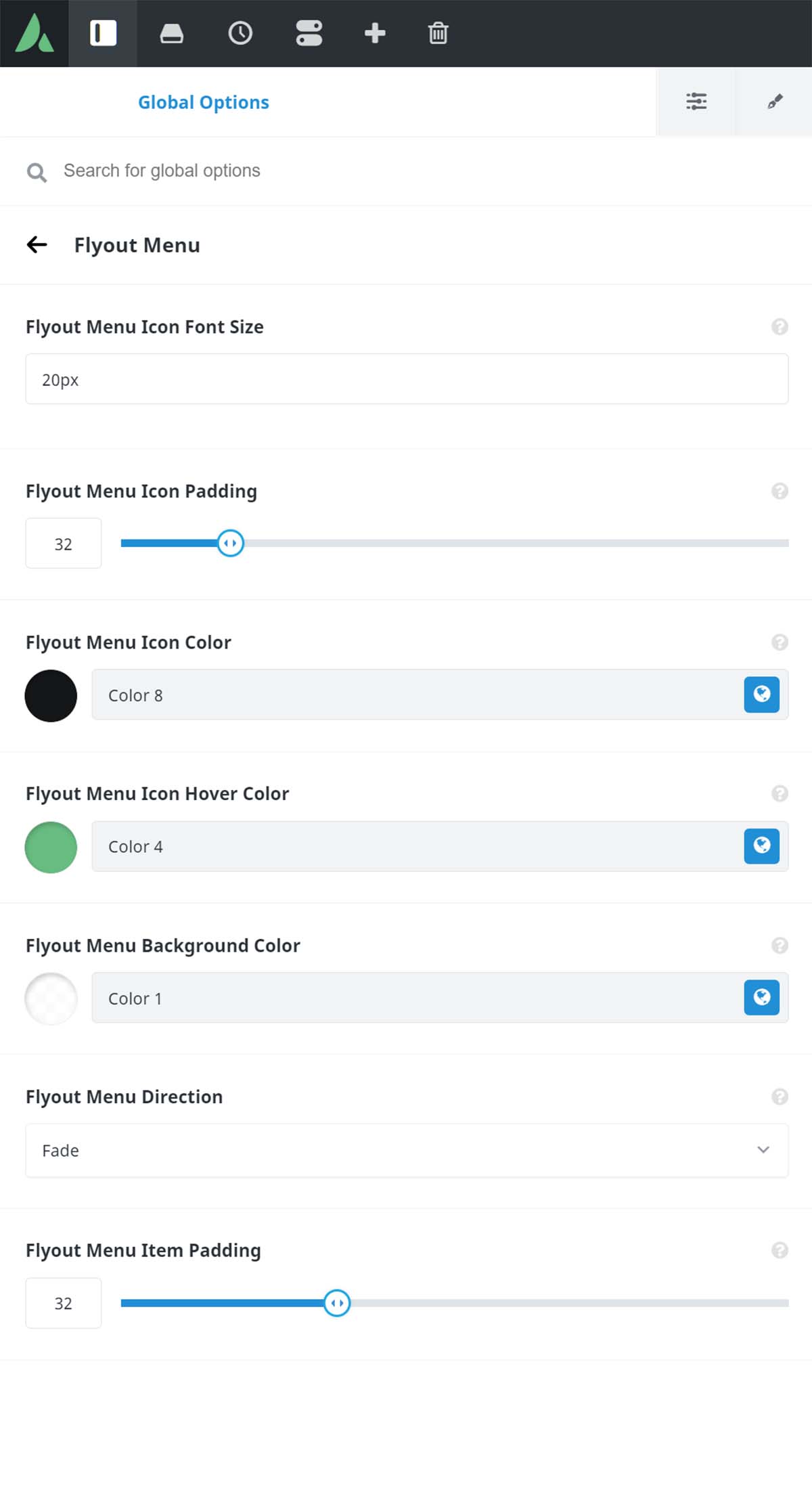 Avada Global Options - Menu - Flyout Menu
