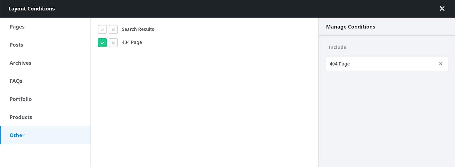 404 Page Layout Conditions