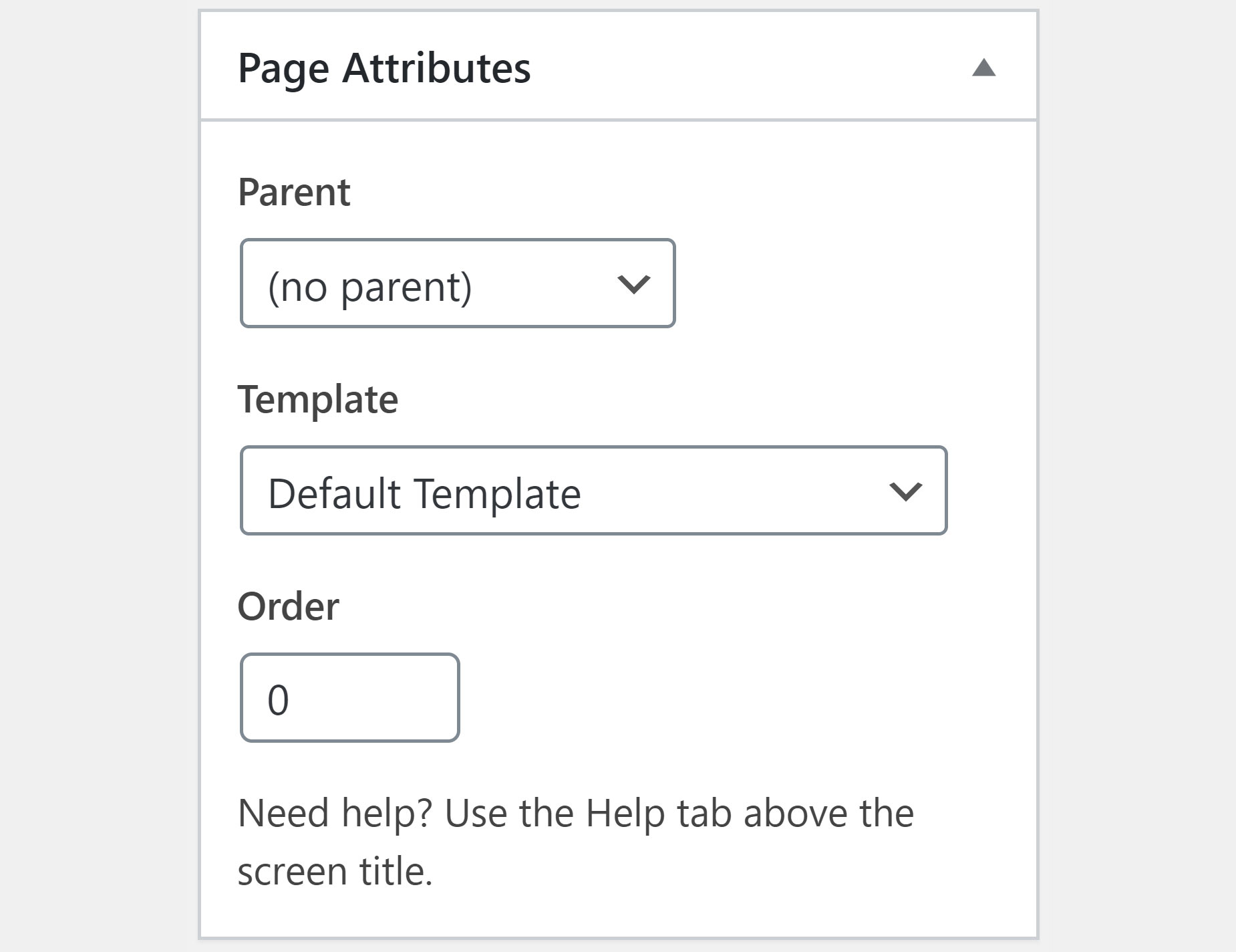 WordPress > Page > Page Attributes