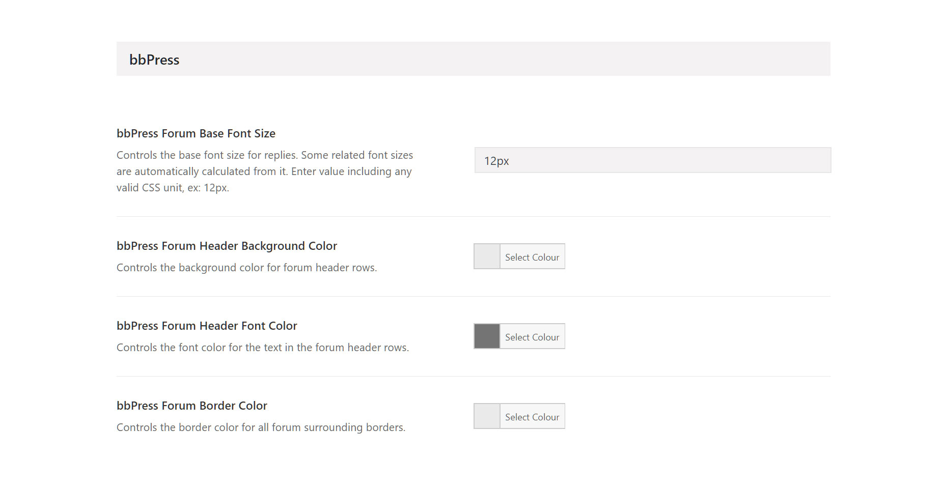 bbPress Theme Options