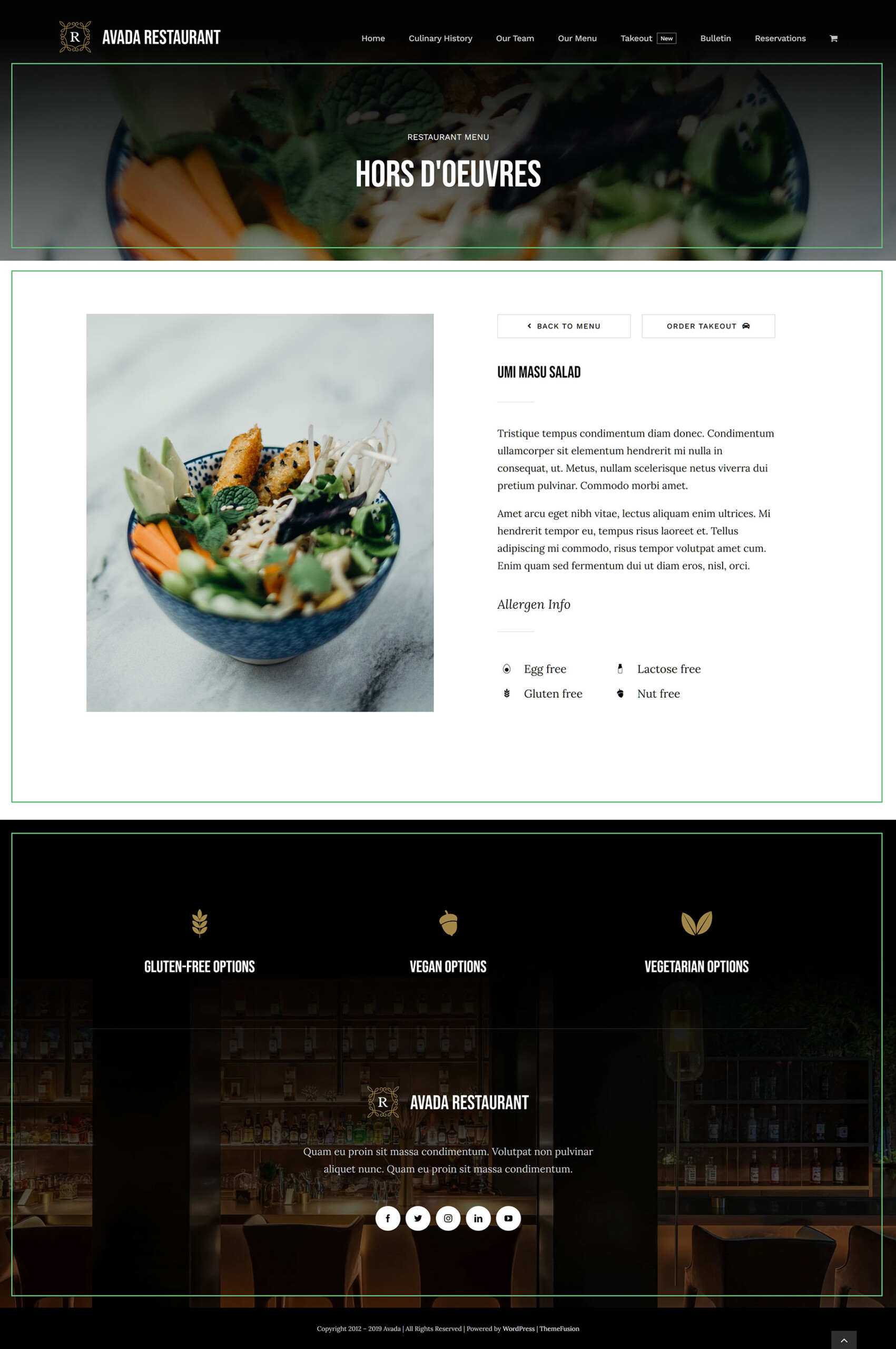 Restaurant Portfolio Single Layout Example