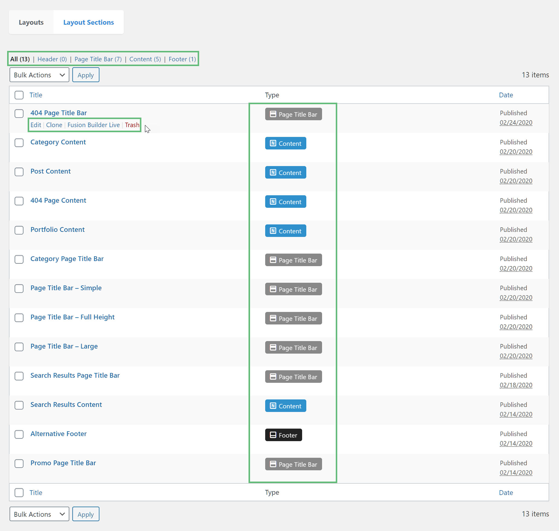 Manage Your Layout Sections