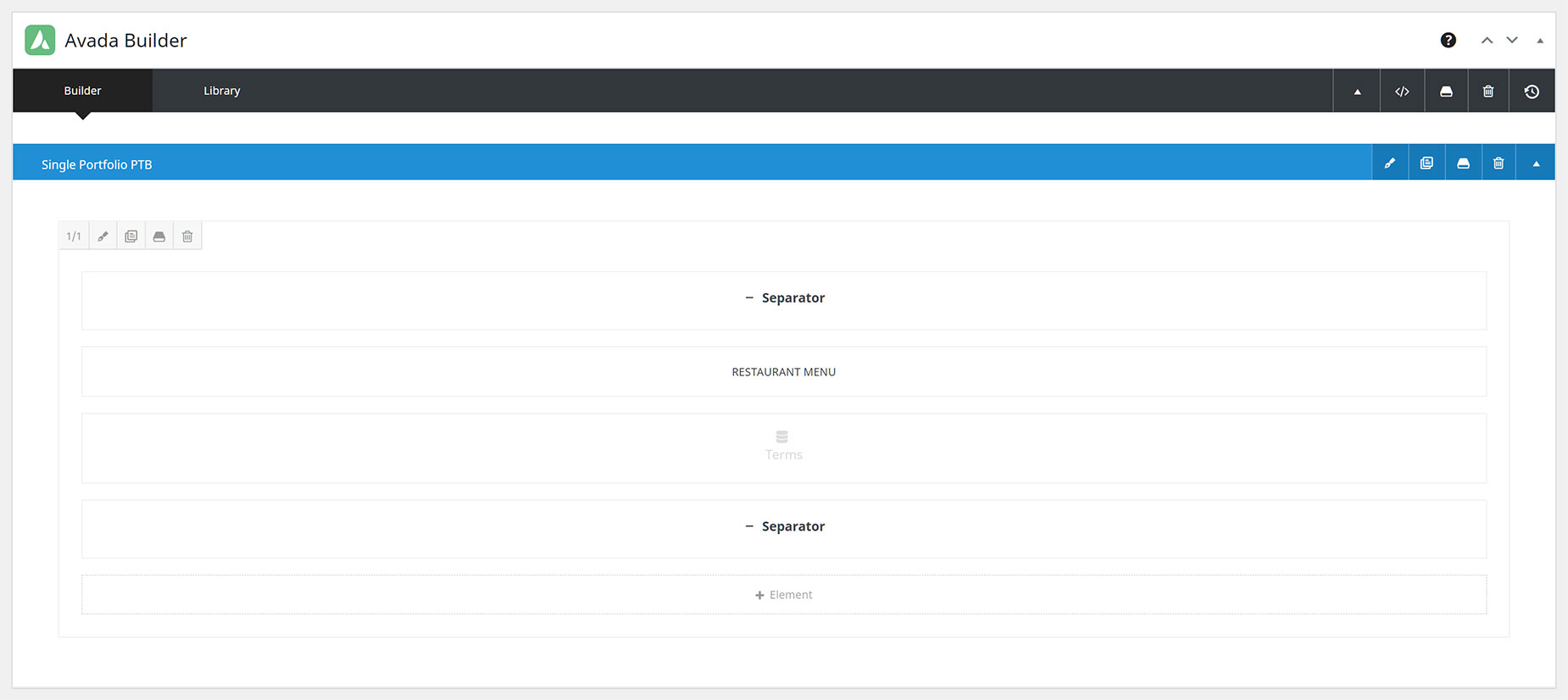 Restaurant Portfolio Single Post Page Title Bar Layout Section