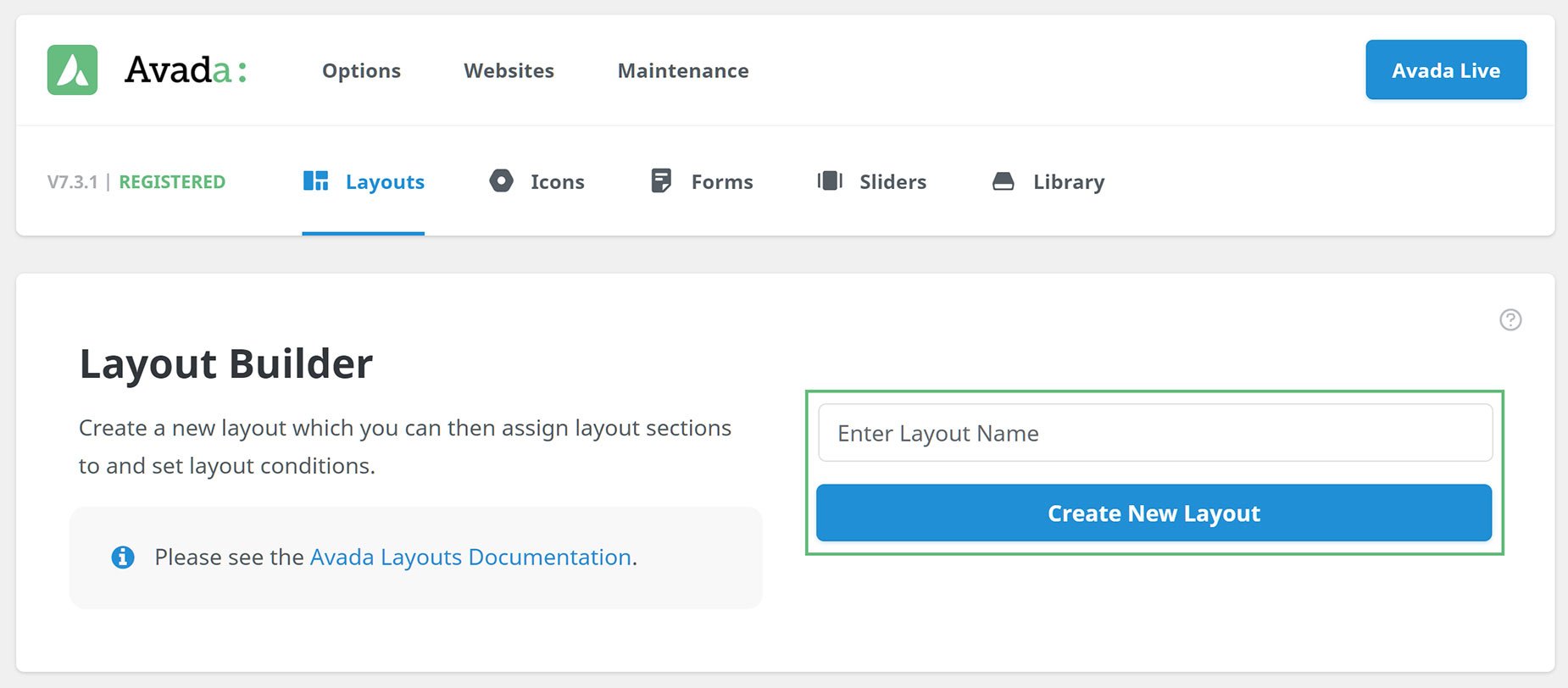 Layout Builder > Create New Layout