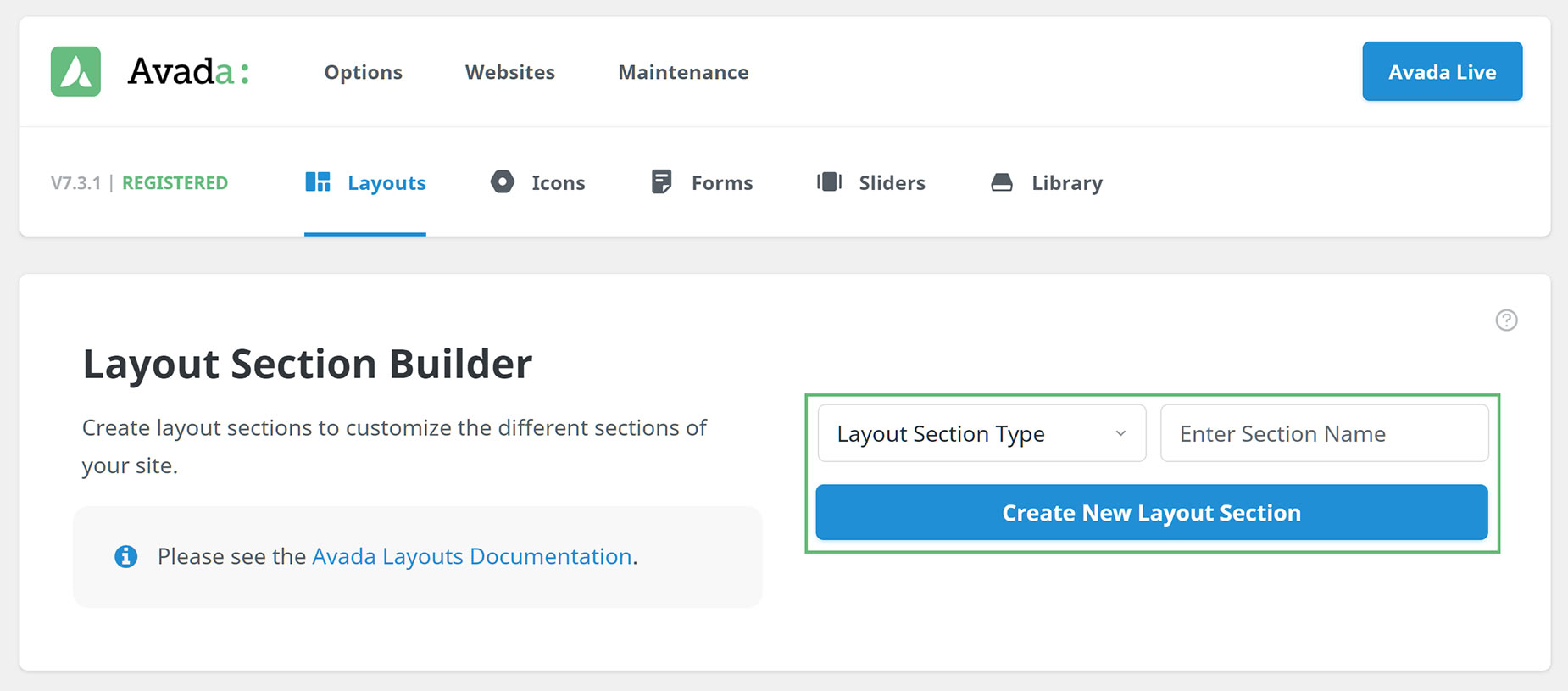 Layout Section Builder