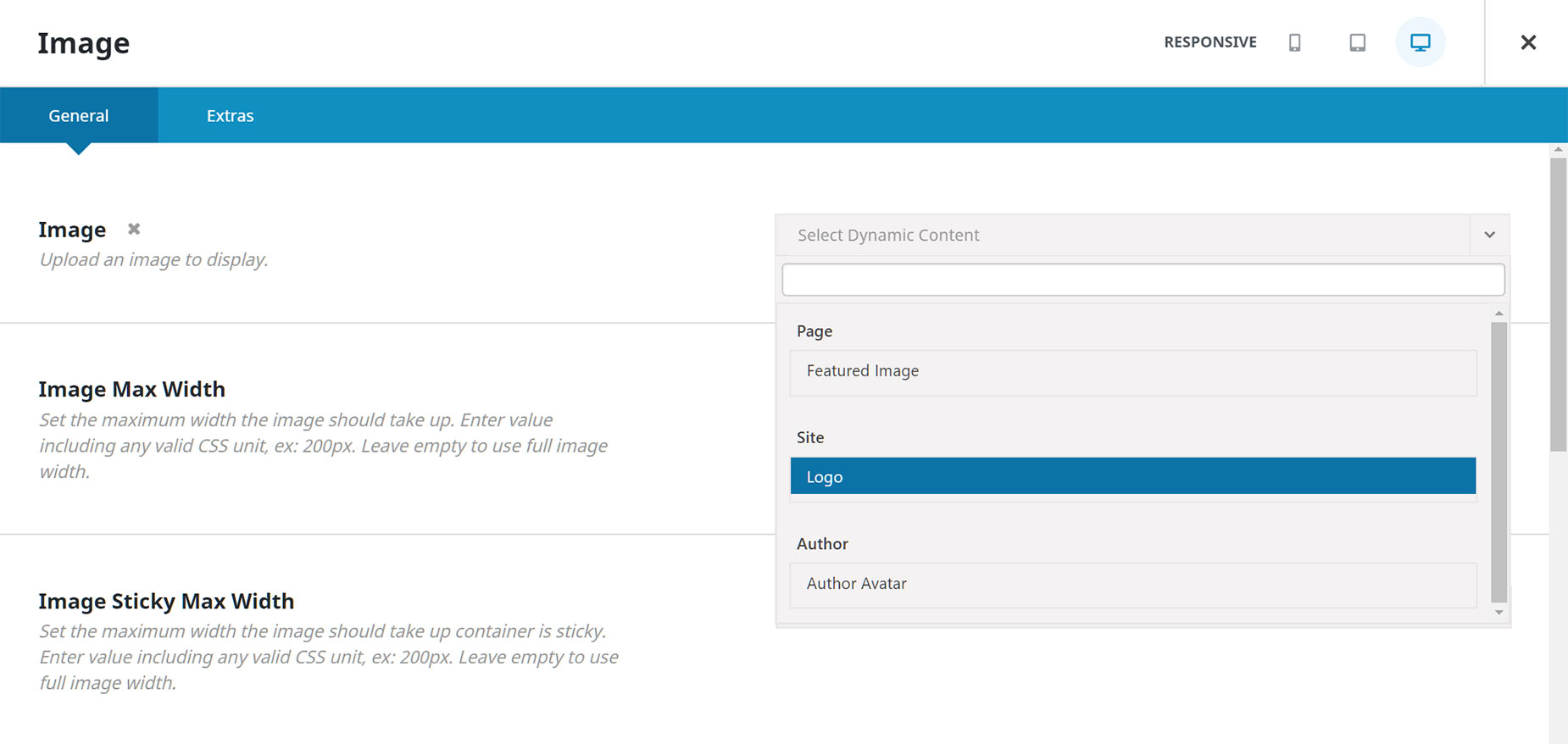 Image Element > Dynamic Options