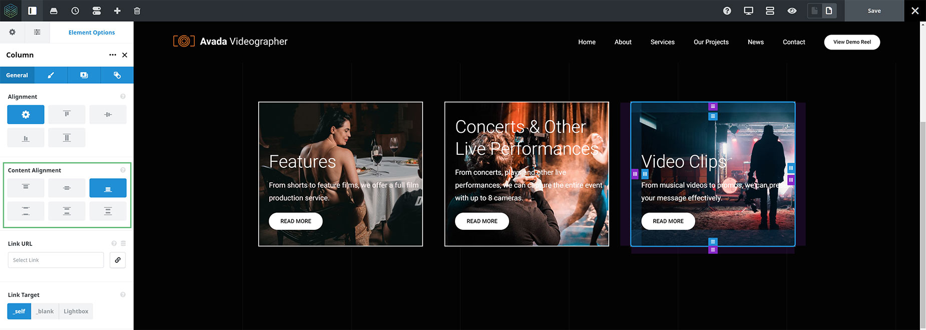 Column Content Alignment Bottom
