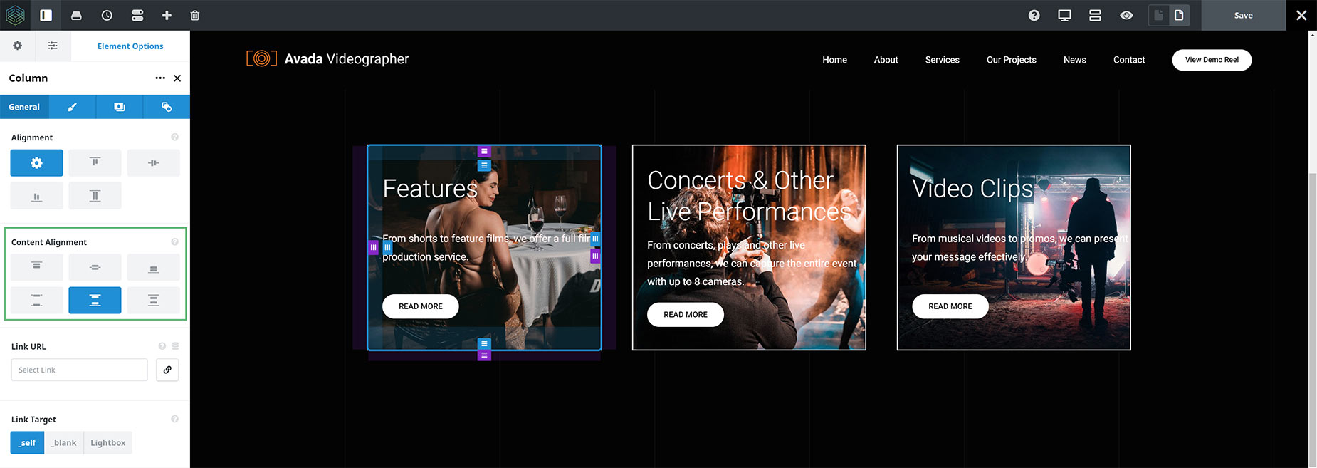 Column Content Alignment Space Around