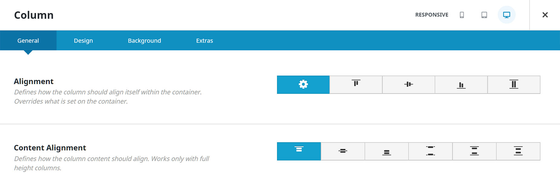 Column Flexbox Options