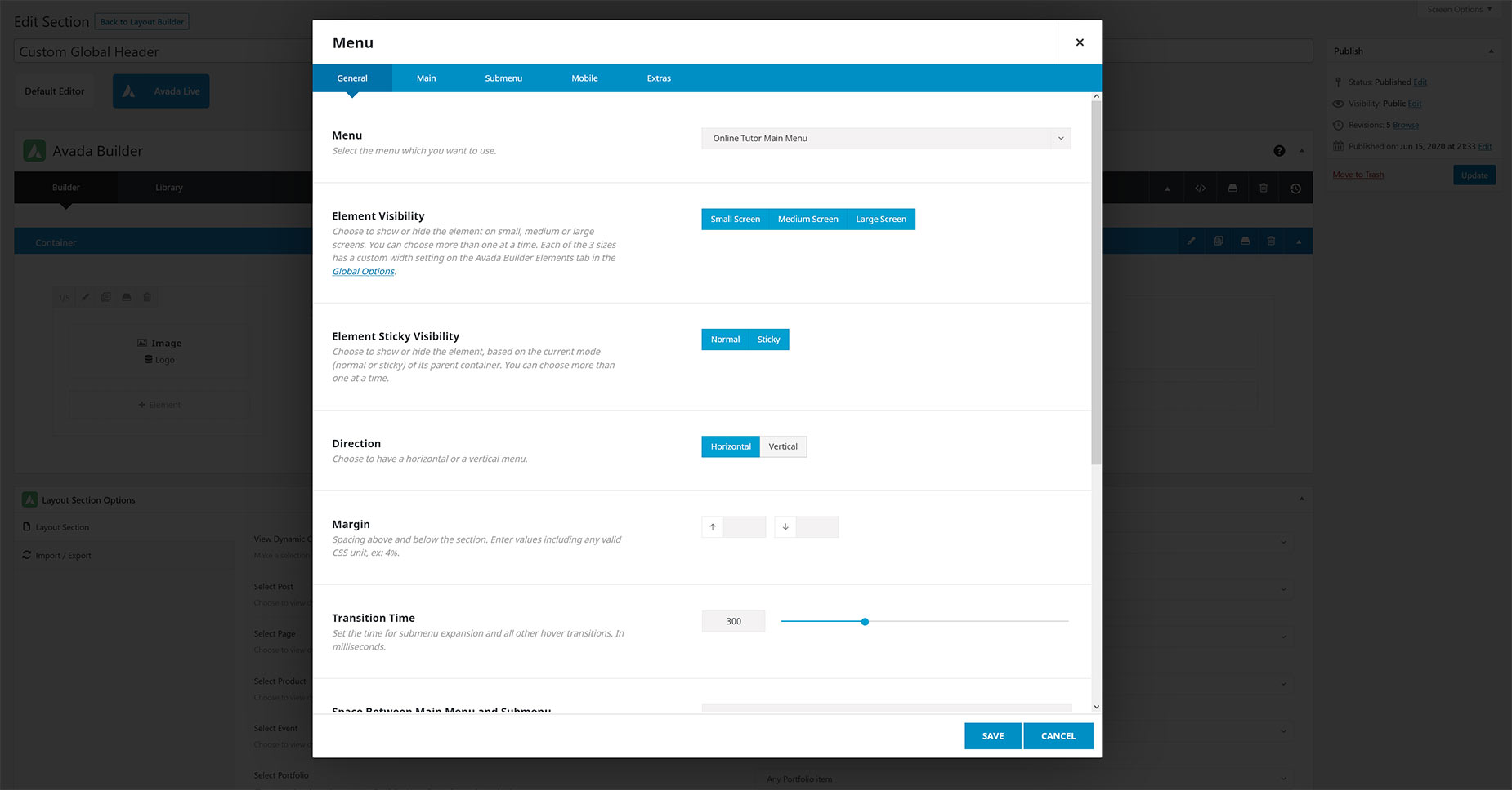 Using The Menu Element in Header Layouts