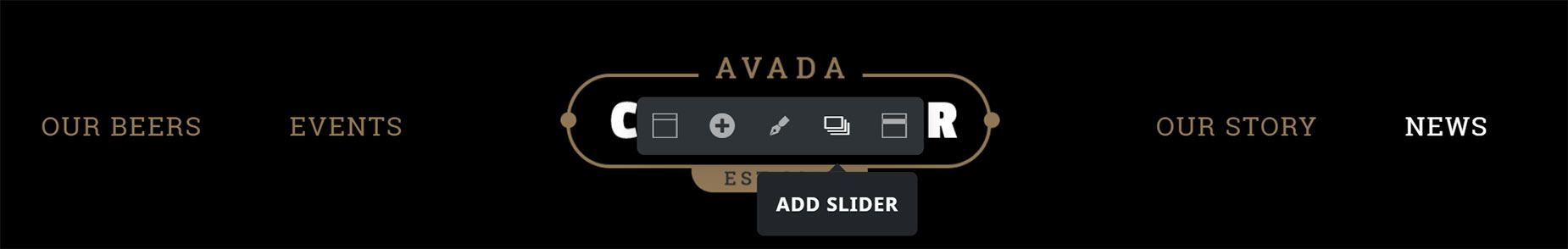 Avada Builder Live > Add Slider