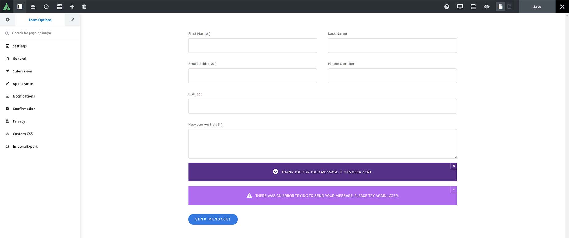 Avada Form Options