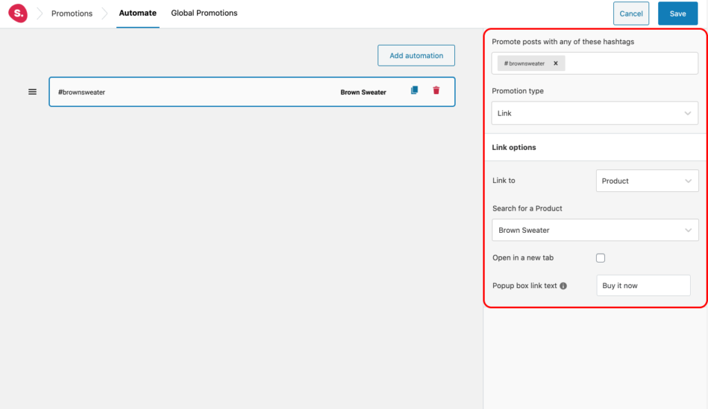Automate Link Options Spotlight Pro Spotlight Instagram Feeds Plugin