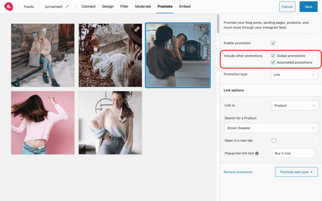 Global and Automated Promotions Spotlight Instagram Feeds Plugin