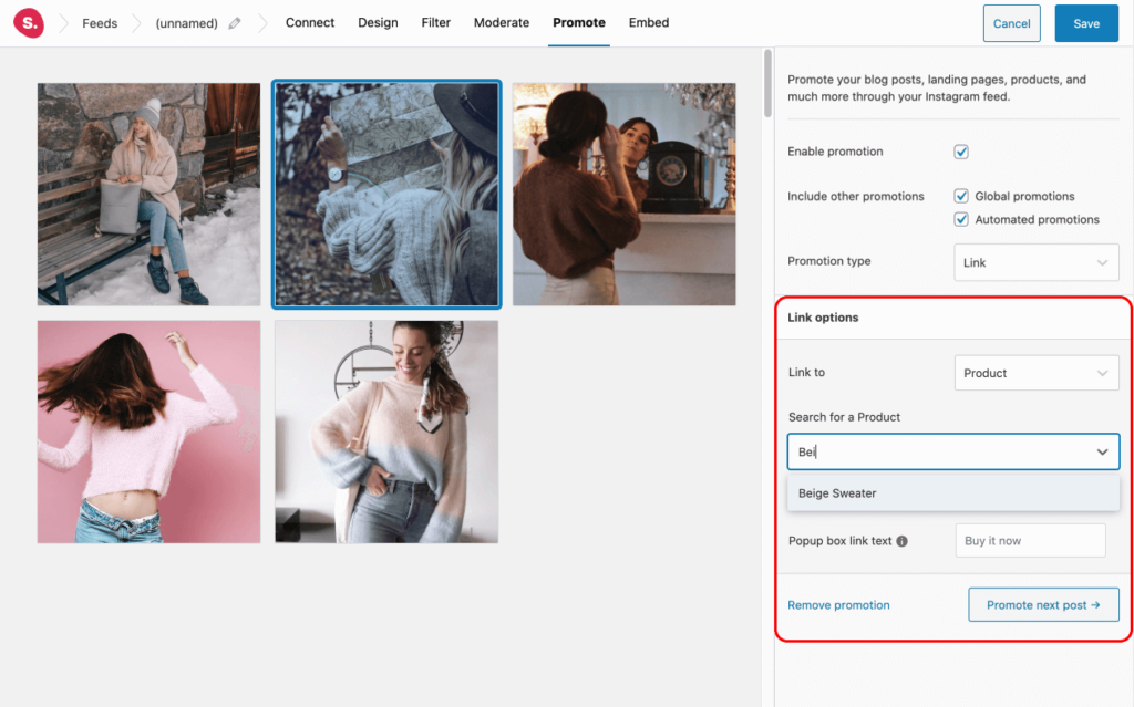 Link Instagram Posts to Product Spotlight Instagram Feeds Plugin