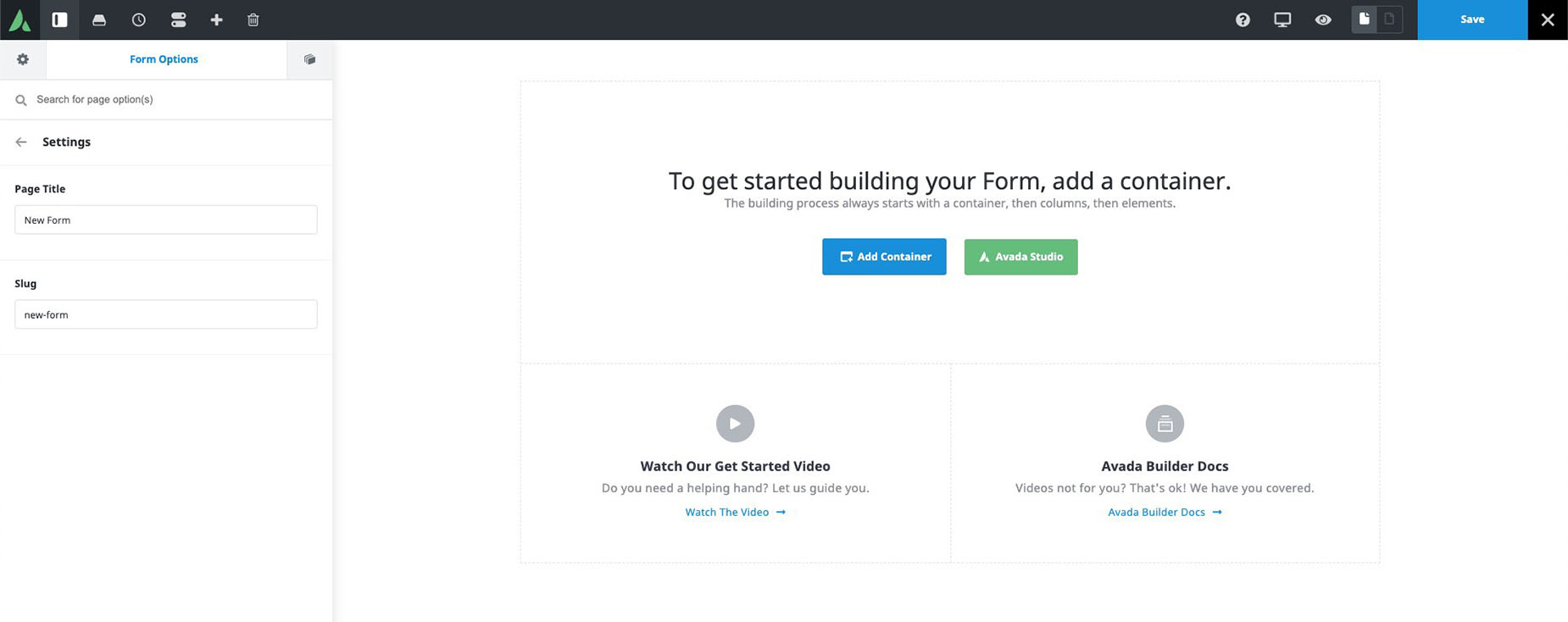 Avada Forms > Starter Page