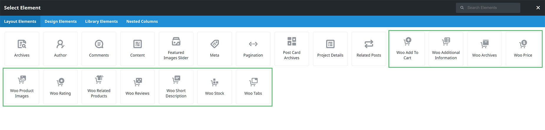 Woo Layout Elements