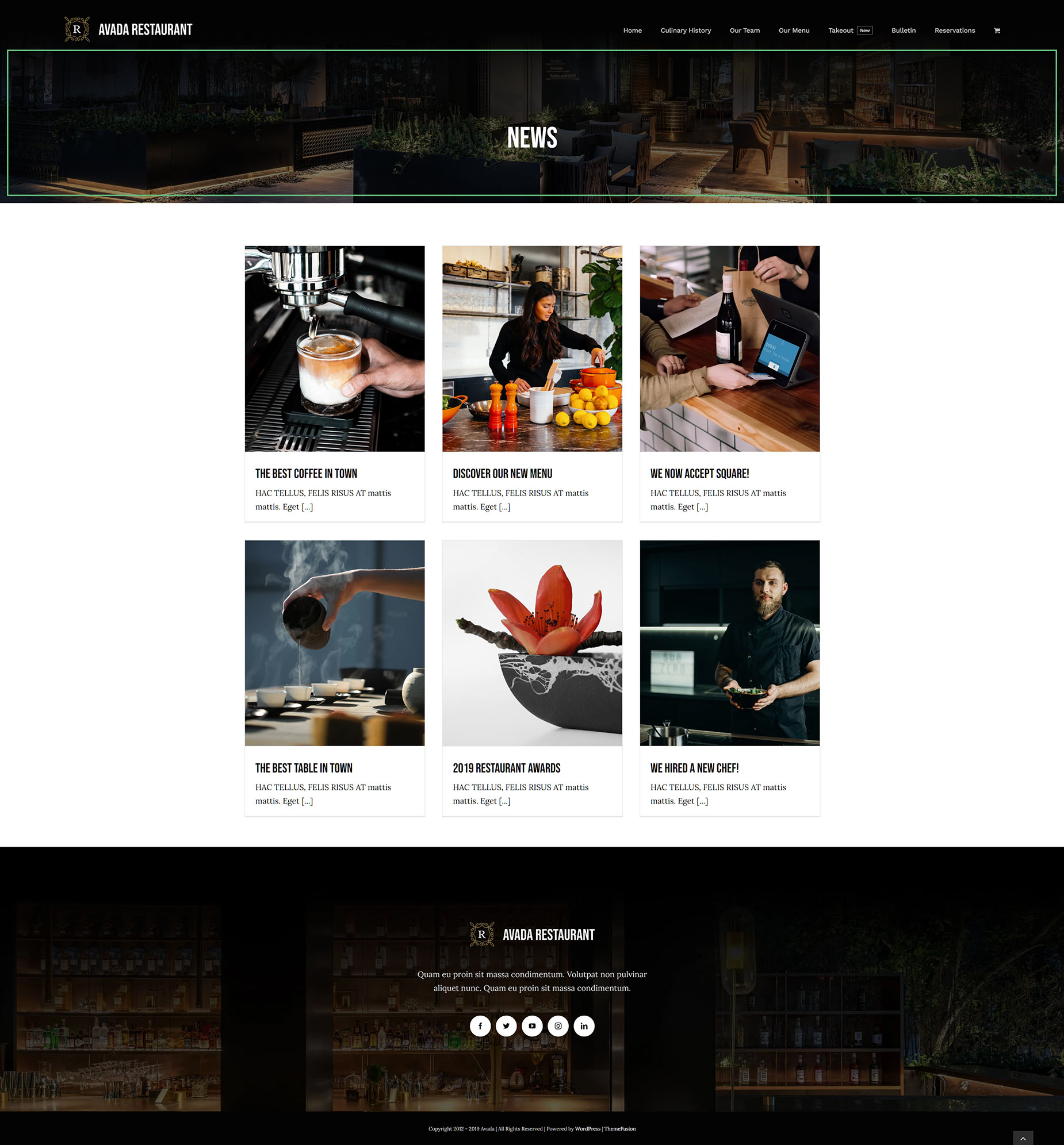Restaurant cal Page
