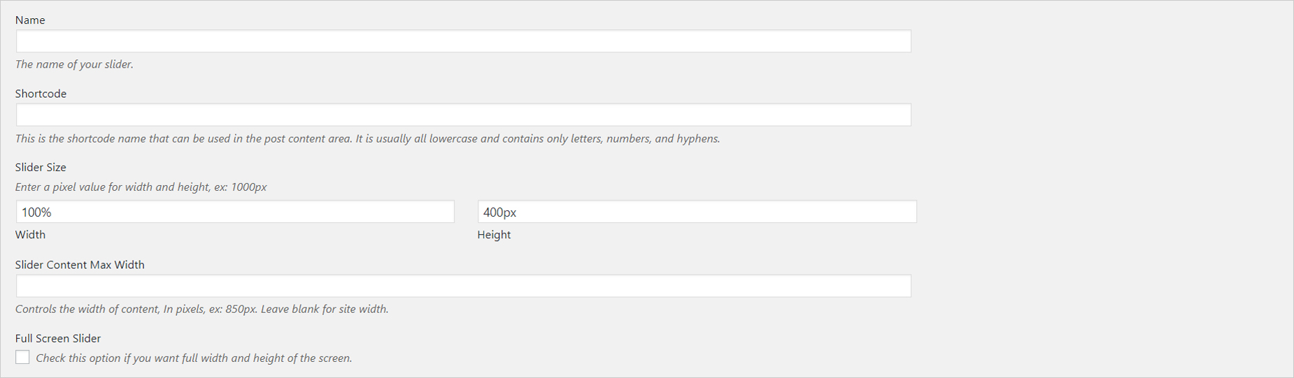 Image Size Guide - Sliders