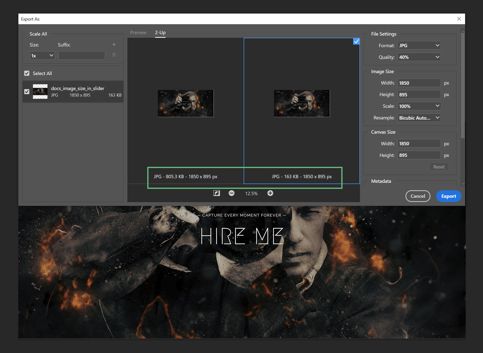 Image Compression - Export As