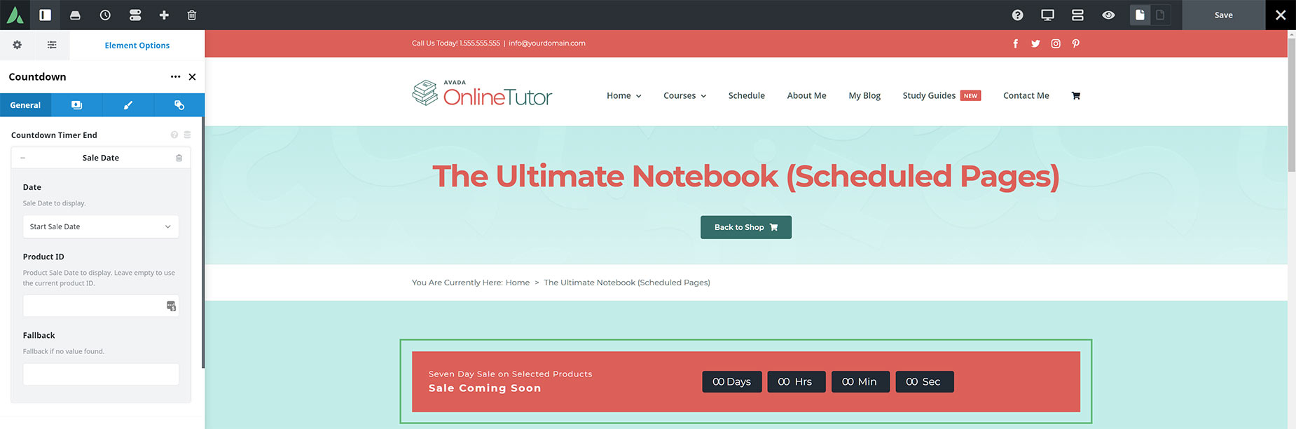Adding Countdown Element To Layout