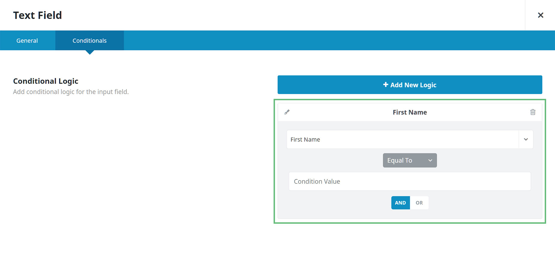Conditional Forms > Condition Value