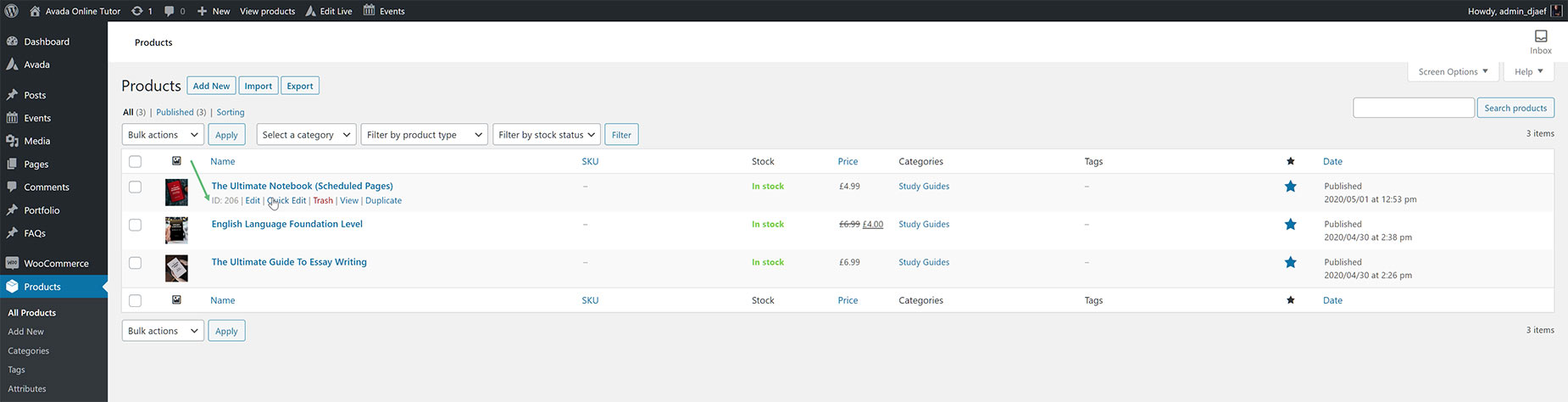 Finding A WooCommerce Product ID