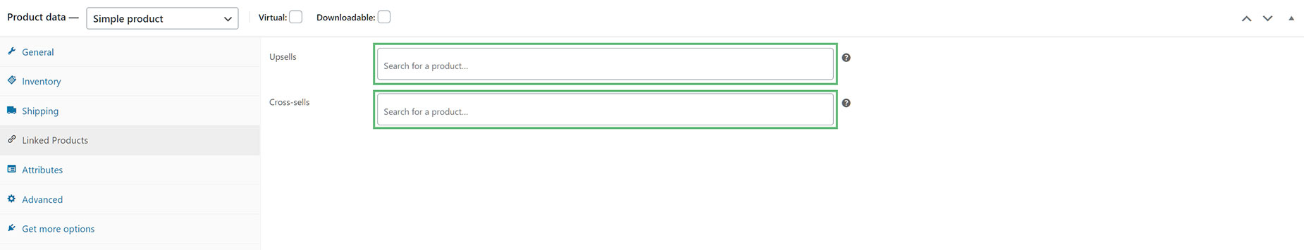 WooCommerce > Set Upsells and Cross-sells