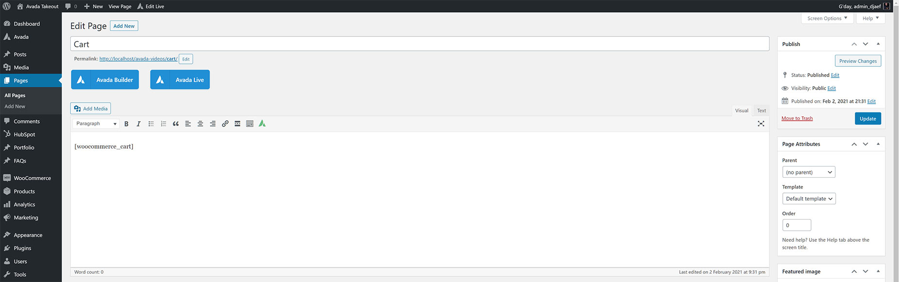 WooCommerce Cart Default Shortcode
